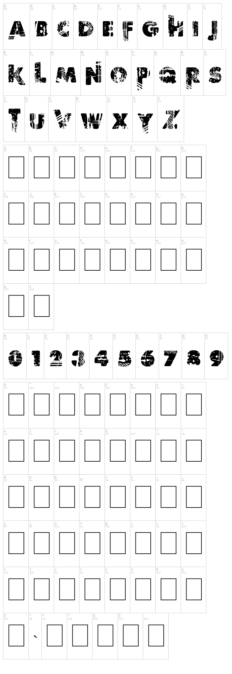 Border Line font map